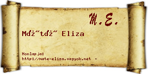 Máté Eliza névjegykártya